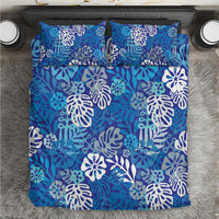 Blue Aloha Hawaiian Bedding Set Monstera Hibiscus Tropical Pattern LT19 Blue - Polynesian Pride