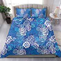 Blue Aloha Hawaiian Bedding Set Monstera Hibiscus Tropical Pattern LT19 - Polynesian Pride