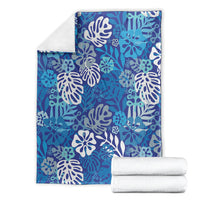 Blue Aloha Hawaiian Blanket Monstera Hibiscus Tropical Pattern LT19 - Polynesian Pride