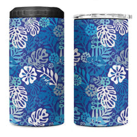 Blue Aloha Hawaiian 4 in 1 Can Cooler Tumbler Monstera Hibiscus Tropical Pattern LT19 One Size: 16 oz Blue - Polynesian Pride