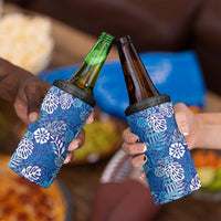 Blue Aloha Hawaiian 4 in 1 Can Cooler Tumbler Monstera Hibiscus Tropical Pattern LT19 - Polynesian Pride