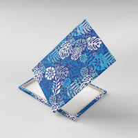Blue Aloha Hawaiian Canvas Wall Art Monstera Hibiscus Tropical Pattern LT19 With Frame Blue - Polynesian Pride
