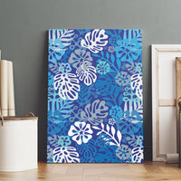 Blue Aloha Hawaiian Canvas Wall Art Monstera Hibiscus Tropical Pattern LT19 - Polynesian Pride