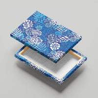 Blue Aloha Hawaiian Canvas Wall Art Monstera Hibiscus Tropical Pattern LT19 - Polynesian Pride