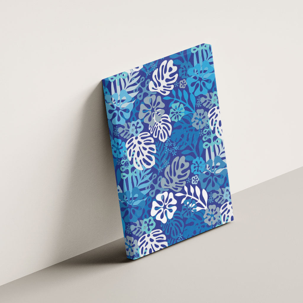 Blue Aloha Hawaiian Canvas Wall Art Monstera Hibiscus Tropical Pattern LT19 - Polynesian Pride