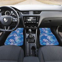 Blue Aloha Hawaiian Car Mats Monstera Hibiscus Tropical Pattern LT19 Set 2pcs - Front Blue - Polynesian Pride