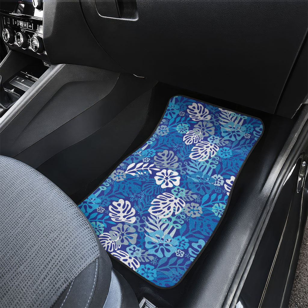 Blue Aloha Hawaiian Car Mats Monstera Hibiscus Tropical Pattern LT19 - Polynesian Pride