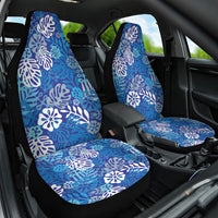 Blue Aloha Hawaiian Car Seat Cover Monstera Hibiscus Tropical Pattern LT19 One Size Blue - Polynesian Pride