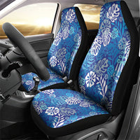 Blue Aloha Hawaiian Car Seat Cover Monstera Hibiscus Tropical Pattern LT19 - Polynesian Pride