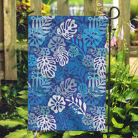 Blue Aloha Hawaiian Garden Flag Monstera Hibiscus Tropical Pattern LT19 Garden Flag Blue - Polynesian Pride