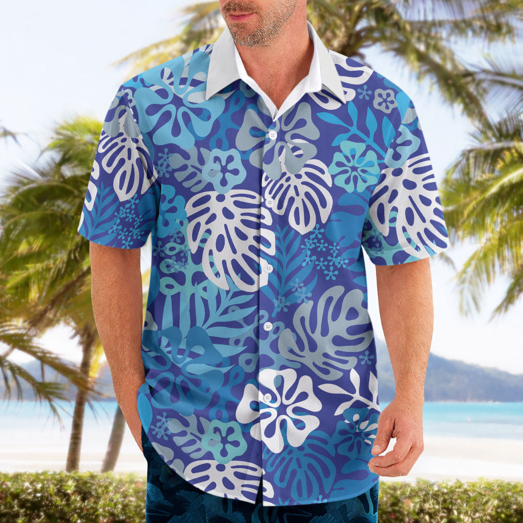 Blue Aloha Hawaiian Hawaiian Shirt Monstera Hibiscus Tropical Pattern LT19 - Polynesian Pride