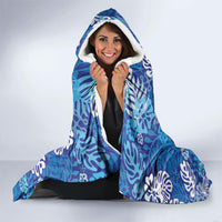 Blue Aloha Hawaiian Hooded Blanket Monstera Hibiscus Tropical Pattern LT19 - Polynesian Pride