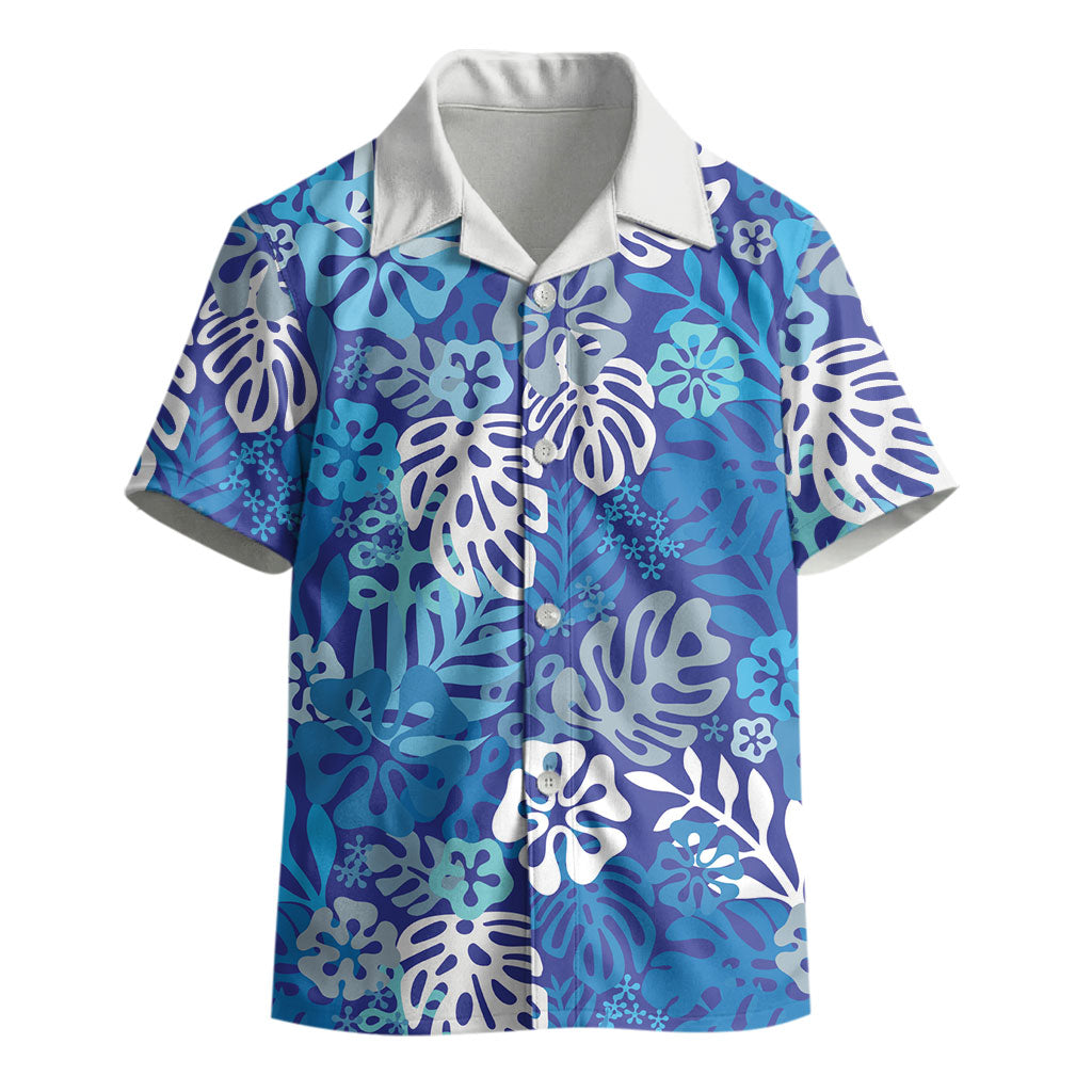 Blue Aloha Hawaiian Kid Hawaiian Shirt Monstera Hibiscus Tropical Pattern LT19 - Polynesian Pride