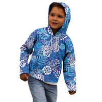 Blue Aloha Hawaiian Kid Hoodie Monstera Hibiscus Tropical Pattern LT19 - Polynesian Pride