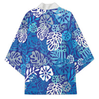 Blue Aloha Hawaiian Kimono Monstera Hibiscus Tropical Pattern LT19 - Polynesian Pride