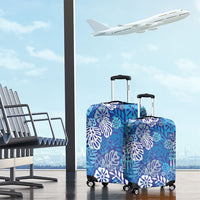 Blue Aloha Hawaiian Luggage Cover Monstera Hibiscus Tropical Pattern LT19 - Polynesian Pride
