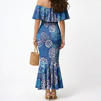 Blue Aloha Hawaiian Mermaid Dress Monstera Hibiscus Tropical Pattern LT19 - Polynesian Pride
