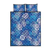 Blue Aloha Hawaiian Quilt Bed Set Monstera Hibiscus Tropical Pattern LT19 - Polynesian Pride