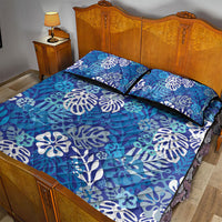 Blue Aloha Hawaiian Quilt Bed Set Monstera Hibiscus Tropical Pattern LT19 - Polynesian Pride