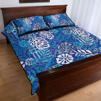 Blue Aloha Hawaiian Quilt Bed Set Monstera Hibiscus Tropical Pattern LT19 - Polynesian Pride