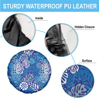 Blue Aloha Hawaiian Spare Tire Cover Monstera Hibiscus Tropical Pattern LT19 - Polynesian Pride