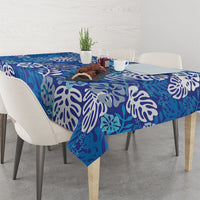 Blue Aloha Hawaiian Tablecloth Monstera Hibiscus Tropical Pattern LT19 - Polynesian Pride
