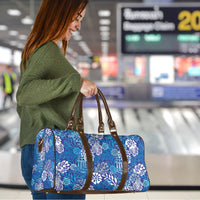 Blue Aloha Hawaiian Travel Bag Monstera Hibiscus Tropical Pattern LT19 - Polynesian Pride