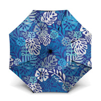 Blue Aloha Hawaiian Umbrella Monstera Hibiscus Tropical Pattern LT19 One Size Folded 11.42 inch Opened Diameter 37.4 inch Blue - Polynesian Pride