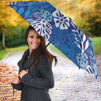 Blue Aloha Hawaiian Umbrella Monstera Hibiscus Tropical Pattern LT19 - Polynesian Pride