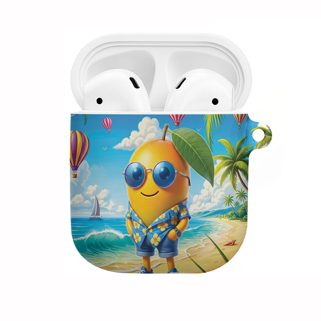 Funny Hawaii Mango AirPods Case Tropical Summer Beach Mascot Vacation LT19 Blue - Polynesian Pride