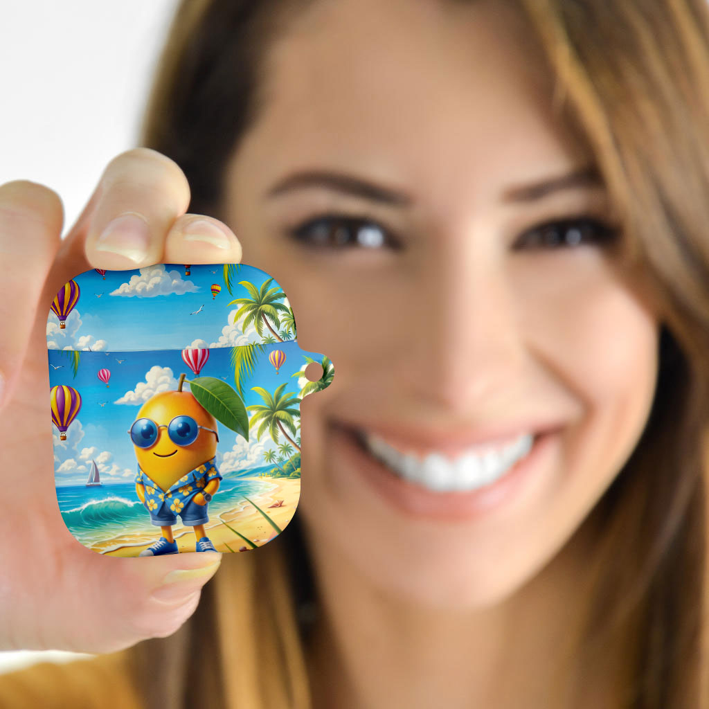 Funny Hawaii Mango AirPods Case Tropical Summer Beach Mascot Vacation LT19 - Polynesian Pride