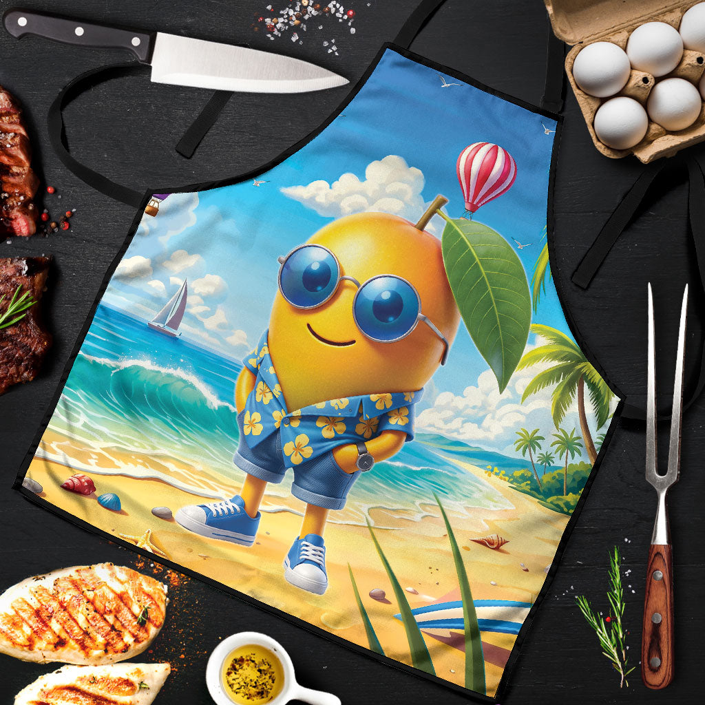 Funny Hawaii Mango Apron Tropical Summer Beach Mascot Vacation LT19 Blue - Polynesian Pride