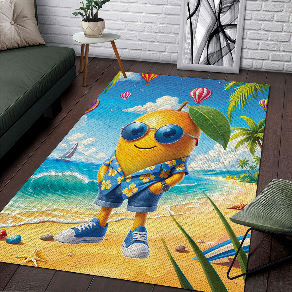 Funny Hawaii Mango Area Rug Tropical Summer Beach Mascot Vacation LT19 Blue - Polynesian Pride