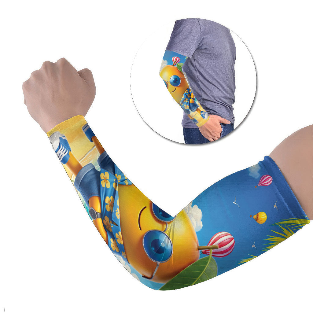 Funny Hawaii Mango Arm Sleeves Tropical Summer Beach Mascot Vacation LT19 Set of 2 Blue - Polynesian Pride