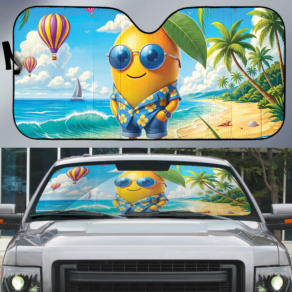 Funny Hawaii Mango Auto Sun Shade Tropical Summer Beach Mascot Vacation LT19 Blue - Polynesian Pride
