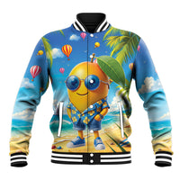 Funny Hawaii Mango Baseball Jacket Tropical Summer Beach Mascot Vacation LT19 Unisex Blue - Polynesian Pride