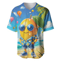 Funny Hawaii Mango Baseball Jersey Tropical Summer Beach Mascot Vacation LT19 Blue - Polynesian Pride
