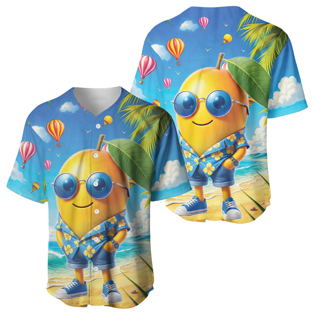 Funny Hawaii Mango Baseball Jersey Tropical Summer Beach Mascot Vacation LT19 - Polynesian Pride