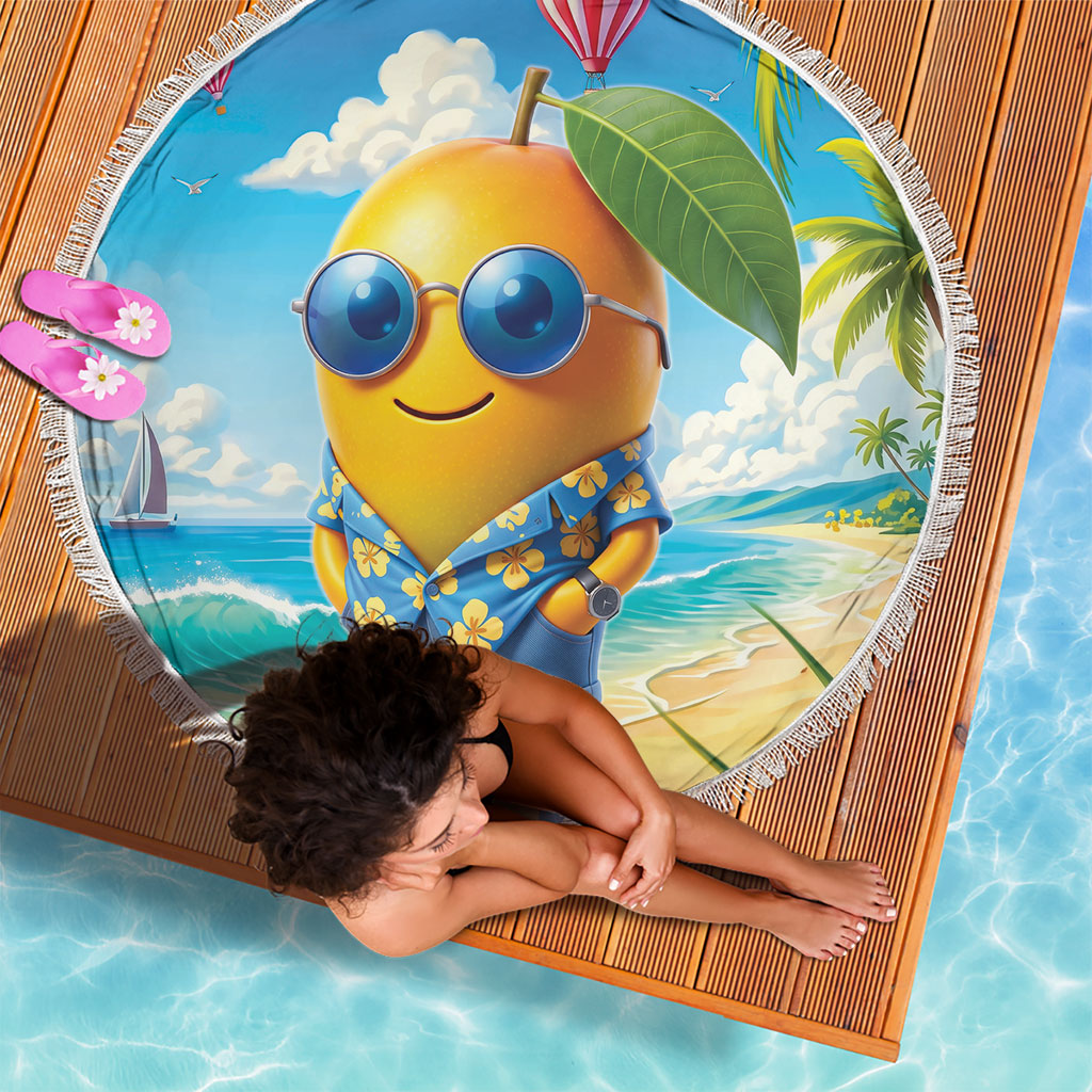 Funny Hawaii Mango Beach Blanket Tropical Summer Beach Mascot Vacation LT19 - Polynesian Pride