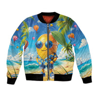 Funny Hawaii Mango Bomber Jacket Tropical Summer Beach Mascot Vacation LT19 Unisex Blue - Polynesian Pride
