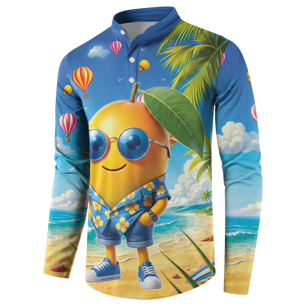 Funny Hawaii Mango Button Sweatshirt Tropical Summer Beach Mascot Vacation LT19 - Polynesian Pride
