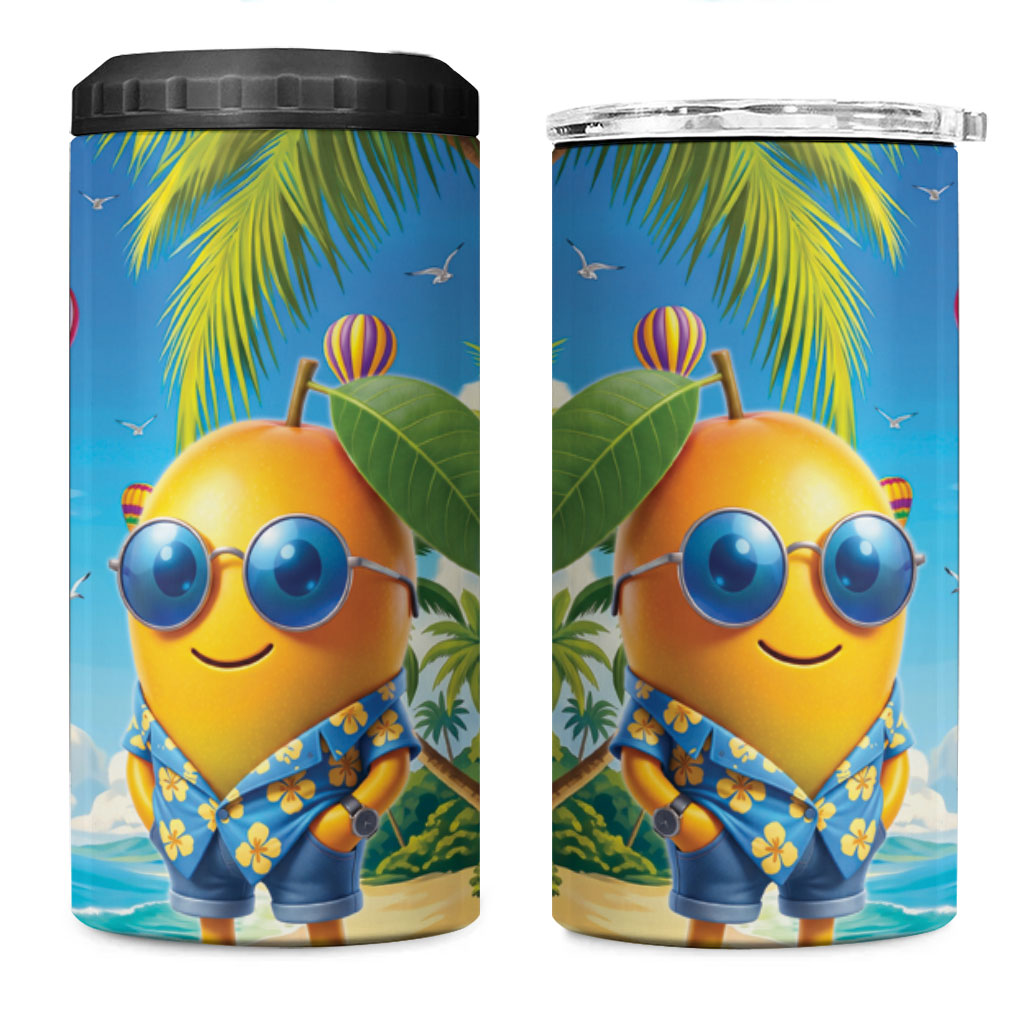 Funny Hawaii Mango 4 in 1 Can Cooler Tumbler Tropical Summer Beach Mascot Vacation LT19 One Size: 16 oz Blue - Polynesian Pride