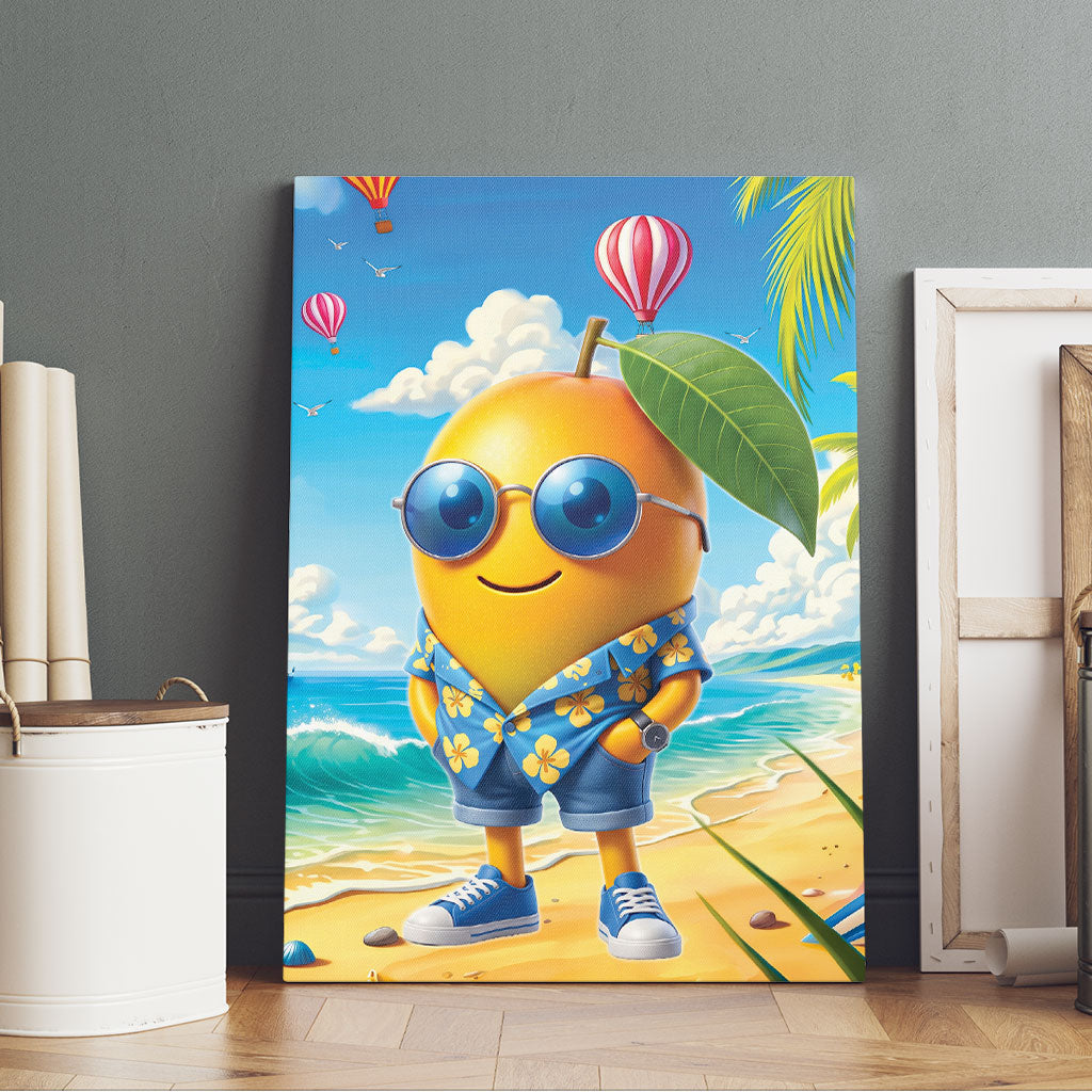 Funny Hawaii Mango Canvas Wall Art Tropical Summer Beach Mascot Vacation LT19 - Polynesian Pride