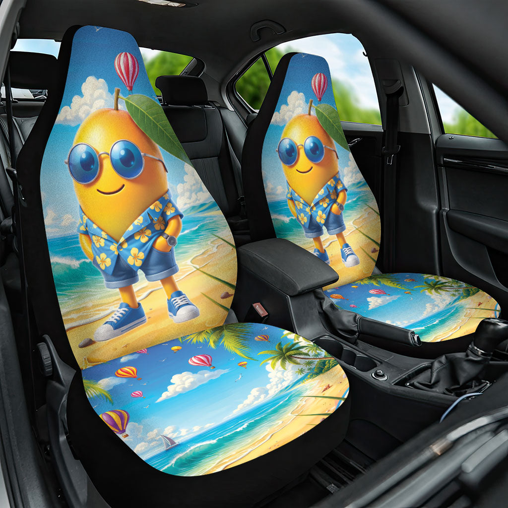 Funny Hawaii Mango Car Seat Cover Tropical Summer Beach Mascot Vacation LT19 One Size Blue - Polynesian Pride