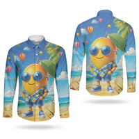 Funny Hawaii Mango Couples Matching Long Sleeve Bodycon Dress and Long Sleeve Button Shirt Tropical Summer Beach Mascot Vacation LT19 - Polynesian Pride