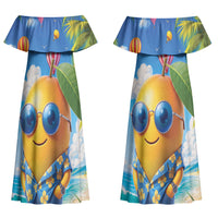 Funny Hawaii Mango Couples Matching Off Shoulder Maxi Dress and Hawaiian Shirt Tropical Summer Beach Mascot Vacation LT19 - Polynesian Pride