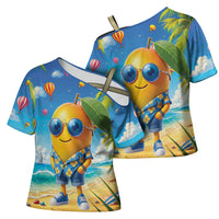 Funny Hawaii Mango Cross Shoulder Shirt Tropical Summer Beach Mascot Vacation LT19 - Polynesian Pride