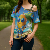 Funny Hawaii Mango Cross Shoulder Shirt Tropical Summer Beach Mascot Vacation LT19 - Polynesian Pride
