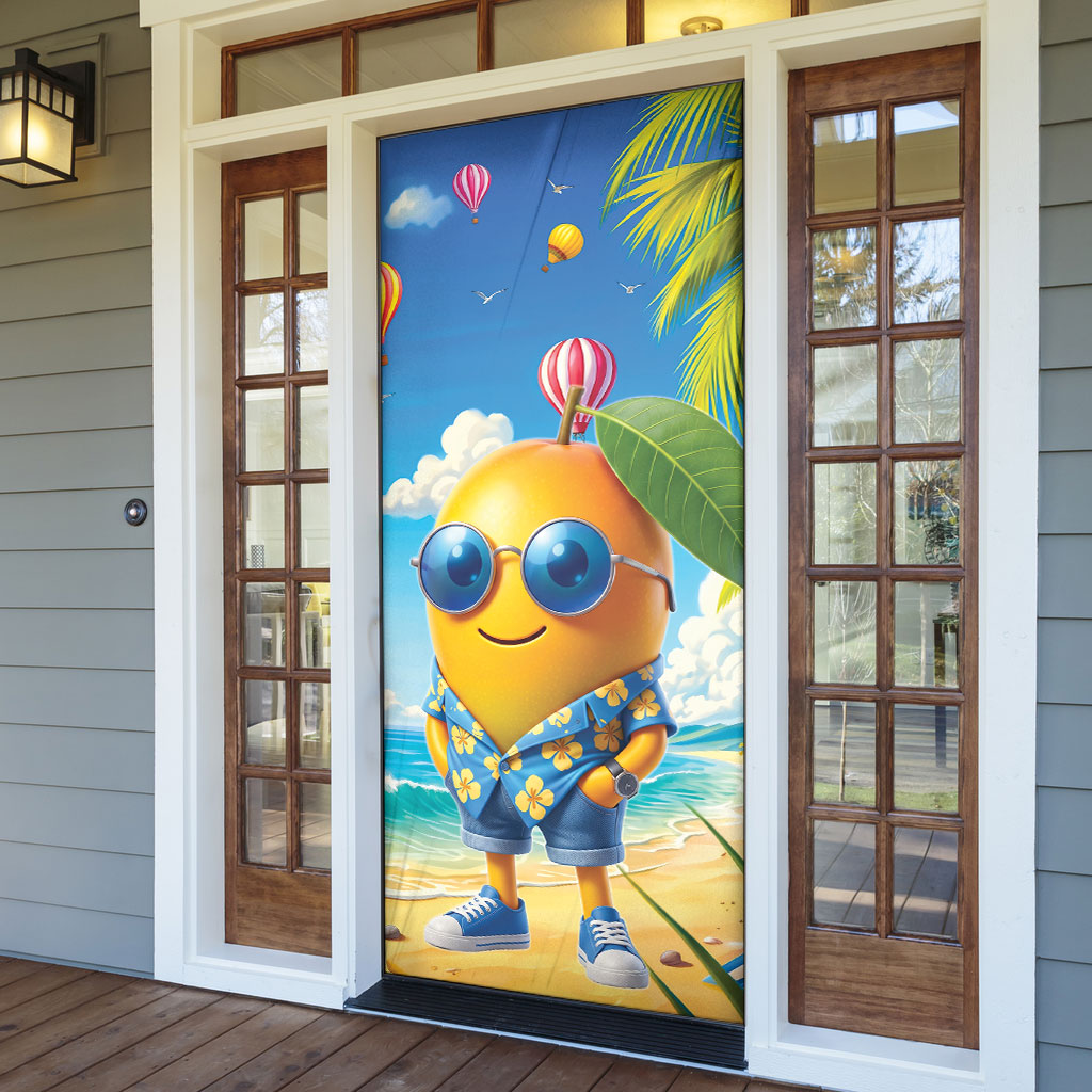 Funny Hawaii Mango Door Cover Tropical Summer Beach Mascot Vacation LT19 - Polynesian Pride