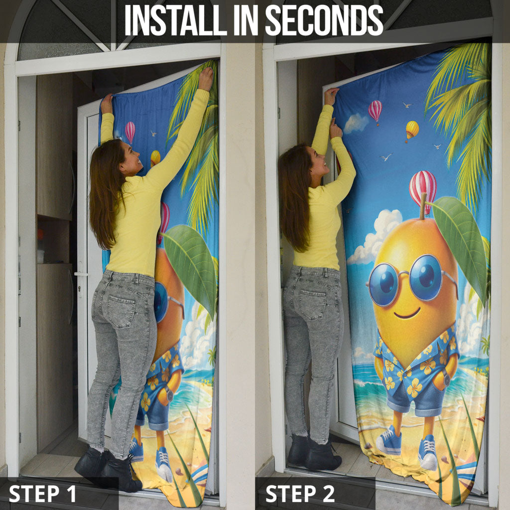 Funny Hawaii Mango Door Cover Tropical Summer Beach Mascot Vacation LT19 - Polynesian Pride